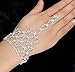 2 Pcs Fashion Women Girl Rhinestone Hand Harness Bracelet Bangle Slave Chain Link Finger Ring Bracelet (Pattern A)