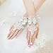 Lace Bridal Wedding Gloves Prom Fingerless Gloves for Women with Bow Rhinestones,White