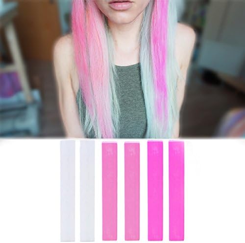 Best Kendall Pink Ombre Hair Color Set | DIY Pink Hair Dye | BARBIE Style Temporary Vibrant Hair Color | With Shades of 2x White, 2x Baby Pink & 2x Hot Pink A Pack of 6 Vibrant Hair Color | Color your Hair White Pink Ombre in seconds with temporary HairChalk