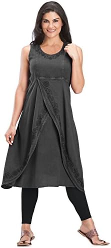 HolyClothing Monica Empire Embroidered Overlay Dress - X-Large - Black Midnight