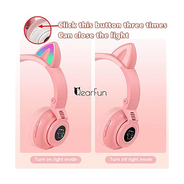 Kids-Headphones-Wireless-Light-Up-Cat-Ear-Bluetooth-Headphones-Over-Ear-Foldable-Headphones-WirelessWired-On-Ear-Stereo-Headset-with-Microphone-LED-Light-PINK T/A Kids Headphones Wireless Light Up Cat Ear Bluetooth Headphones Over Ear Foldable Headphones Wireless/Wired On-Ear…