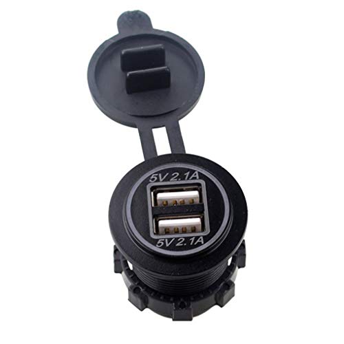 Tralntion Dual USB Car Charger 5V 2.1A/2.1A Motorcycle Vehicle Auto Car Power Adapter LED DC12V-24V