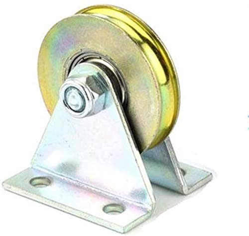 feedal 38mm L Groove Wheel Heavy Duty Rigid Steel Caster Wheel Barn Door Bearing Sliding Gate Roller Pulley Wheels with Bracket Working Capacity 100kg (L Groove)