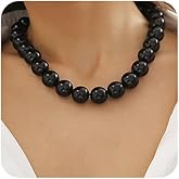 fxmimior Boho Fashion Prom Shinny Black Red Beads Chunky Choker Necklace Dainty Sexy Body Chain Choker Necklace Halloween Christmas Black Red Round Necklace for Women