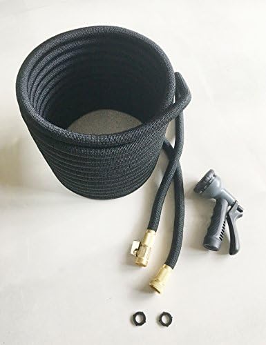 Lustre Weave 25 ft 50ft 100ft Expandable Garden Hose with Spray Nozzle, Improved Version (50FT, Black)