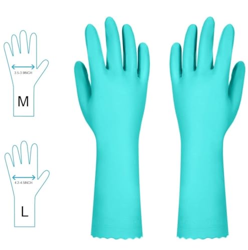 Elgood Reusable Dishwashing Cleaning Gloves with Latex free, Cotton lining,Kitchen Gloves 2 Pairs,Purple+blue Medium