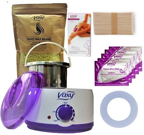 Wax Warmer Hair Removal Waxing kit. Professional Portable Wax Heater. Electric Home Wax Melter with Hard Wax Beans and Wax Applicator Sticks for Women and Men (Lemon Beads, 500g)