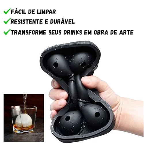 Forma de Gelo em Silicone Premium 6 Esferas Tipo ICE Ball para Whisky Gin Bourbon Bebidas Reutilizável Livre BPA Fácil de Remover Derretimento Lento Durável Flexível Cores Variadas