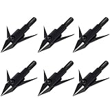 AngLink Arrowheads Fishing Arrow heads Points Bowfishing Broadheads Bow Fish Tips 135 Grain Black Archery Hunting Screw Tips for Compound Bow,Crossbow and Recurve Bow (6pcs)