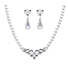 ACCESSORIESFOREVER Bridal Wedding Jewelry Set Crystal Pearl Beautiful Elegant Necklace