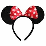Disney Minnie Mouse Costume Ears Baby Infant Toddler Headband White Dots Red Bow