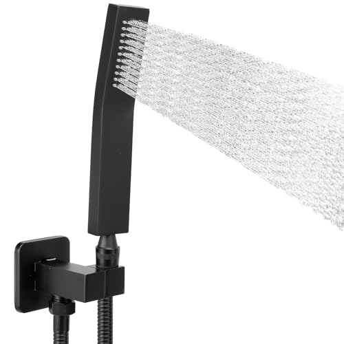 NearMoon HandHeld Shower Head, Luxury High Pressure Shower Kit with Wall Connector and Hose Set, for Bathroom Showering System Contemporary Square Style (Matte Black) at Amazon