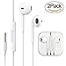 2 Pack Premium Earphones/Earbuds/Headphones/Headsets to 3.5mm with Stereo Mic&Remote Noise Isolating Control Headphone Compatible with for Most Smartphones - White