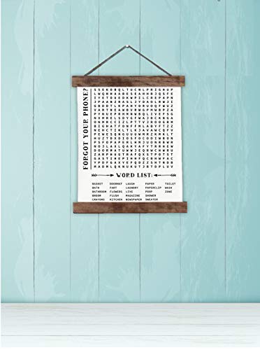 Wood & Canvas Wall Hanging Bathroom Word Search Forgot Phone Wall Art 12x14.5-Inch