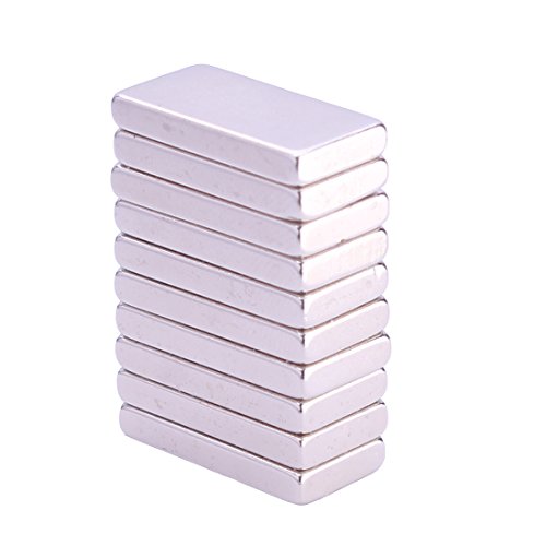 Neodymium Bar Magnets (10 Pcs), Powerful Rare Earth Rectangular Metal Neodymium Magnet, for Refrigerator, Crafts, Science