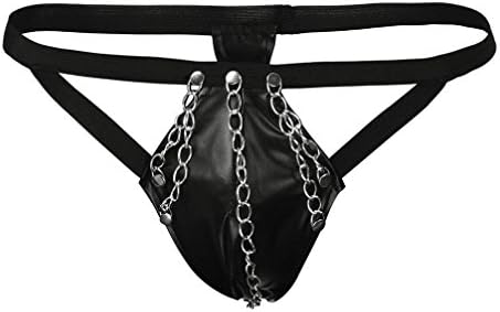 Likero Mens Seductive Artificial Leather Crotch Bodysuit G-String Underpants Lingerie