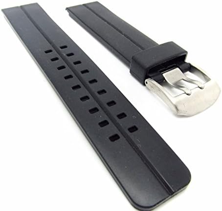 22mm Black Square Rubber Watch Band Bracelet Fits Luminox &amp; Hamilton