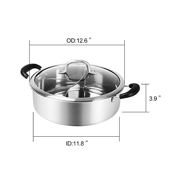 Hot Pot with Divider, Shabu Shabu Hot Pots Food Grade Stainless Steel