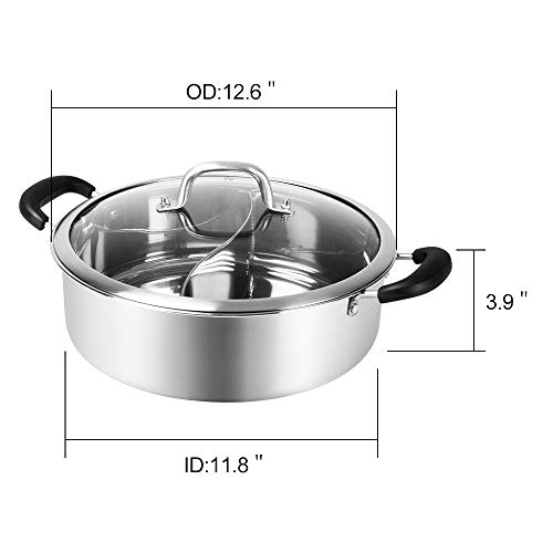 Hot Pot with Divider, Shabu Shabu Hot Pots Food Grade Stainless Steel