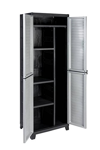 Kreher Kunststoff Spindschrank, Besenschrank mit Freifach für sperrige Gegenstände und abschließbaren Türen. Maße BxTxH… – Bild 3
