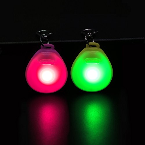 Higo Led Dog Tag for Collars, Weather Safety Lights of Dogs and Cats for Night Walking Dog Collar Light, Included Extra Replacement Batteries, Gifts for Pets(Pink, Green)