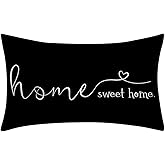 MFGNEH Farmhouse Pillow Covers, 12x20 Inch - Home Decorative Throw Pillow Case, Housewarming Gift, Black