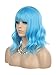 eNilecor Blue Wig Short Curly Bob Wigs with Air Bangs 14
