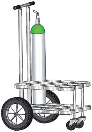 DE-12 CART, CARRIES 12 D OR E SIZE OXYGEN CYLINDERS. MADE IN OHIO