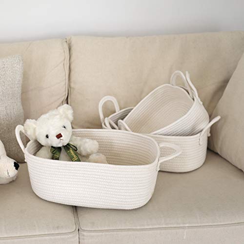 LA JOLIE MUSE Storage Baskets Set of 4 Woven Basket Cotton Rope Bin