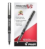 PILOT Precise V5 Stick Liquid Ink Rolling Ball Stick Pens, Extra Fine Point, Black Ink, 12 Count (35334)