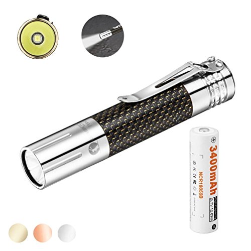 LUMINTOP Newest Premium Carbon Fiber Prince SS Stainless Steel Cree XM-L2 U2 LED Flashlight+1X 3400mAh 18650 Battery Max 1000 Lumens Max Beam 169m 3 Mode Waterproof LED Floodlight Fishing Flashlight
