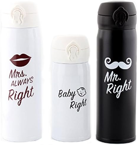 Wedding and Anniversary Gifts for Couple - Set of 3 Stainless Steel Flasks - Funny Gift Idea for Couple, Marriage, Newlywed, Wedding Souvenirs, Soulmate and Home Gifts - HAPPY VALENTINES DAY!