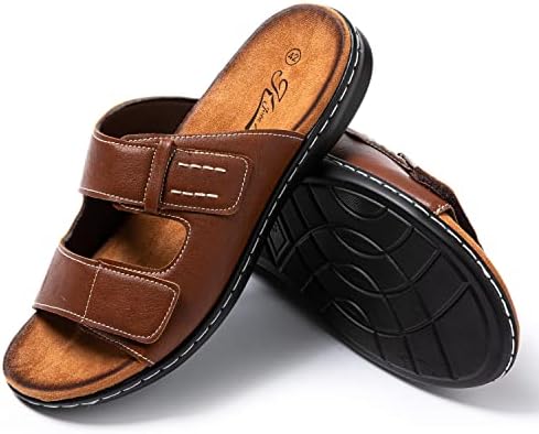 Ciabatte Uomo Estive Mare Spiaggia Sandali Uomo Estivi Pantofole Uomo Estive Piscina in Eco-Pelle SU8711-8 (Marrone Caramello, 40)