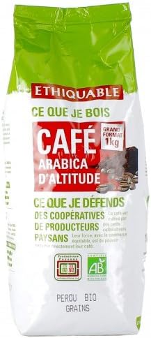 Ethiquable Café Grains Pérou Équitable &amp; Bio 1 kg Paysans Producteurs