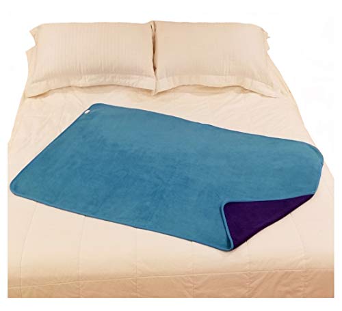 TOP Waterproof Blanket, Deluxe Bed and Furniture Protector for People and Pets, Reversible, Leak Proof Moisture Barrier, Soft Fleece (Purple Blue Reversible, MidSize 60x40)