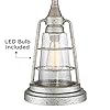 Fisher Nautical Table Lamp with Nightlight Antique LED Edison Bulb Galvanized Metal Cage Drum Shade for Living Room…