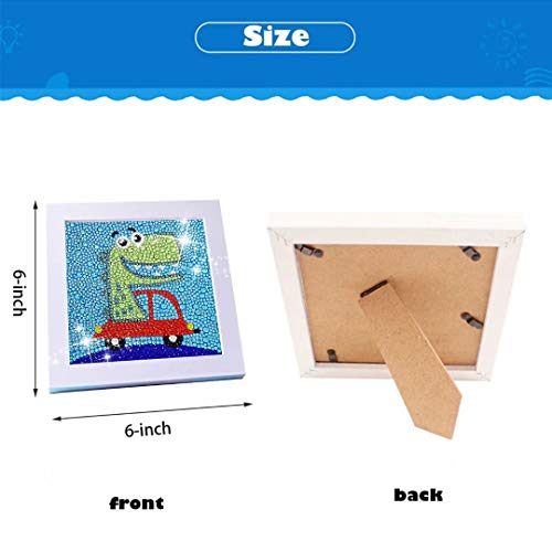 qiaoniuniu 5D Diamond Painting for Kids, Painting by Number Kits, Arts Crafts Supply Set, Mosaic Making for Home Wall Decor Gifts for Christmas Birthday (Dinosaur)