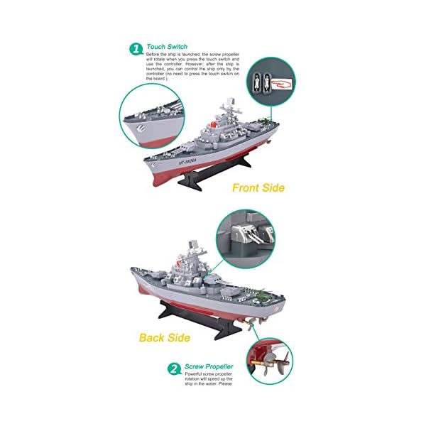 HSP Himoto RC ferngesteuertes Schlachtschiff mit Akku im Maßstab 1:250, Schiff-Modell im Zerstörer-Design, Kriegsschiff… – Bild 4