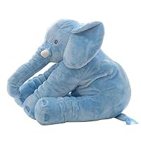 Creative ingenuity Cute Elephant Stuffed Doll Plush Toy Adult Pillow Leisure Reading Companion-Vivid and Comfortable (16", Blue)