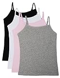 Caramel Cantina Girls 4 Pack Spaghetti Strap Cami Tanks with Shelf Bras
