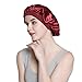 Wide Band Satin Bonnet Cap Silk Hat for Sleeping Wine Red