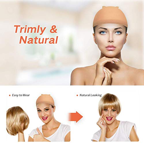 4 Pack Nylon Wig Caps Brown Skin Tone Wig Cap for Women, Each Paper Board Contains 2 Wig Caps (Brown)