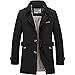 DAVID.ANN Men's Windbreaker Notch Lapel Single Breasted Coat,Black,Large