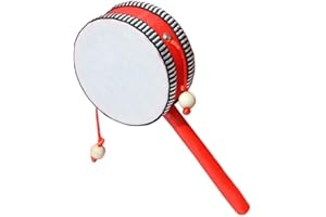 Hand Drum Monkey Rattle,Wood Rattle Drum Instrument Rattle Hand Cranked Rattle (B)