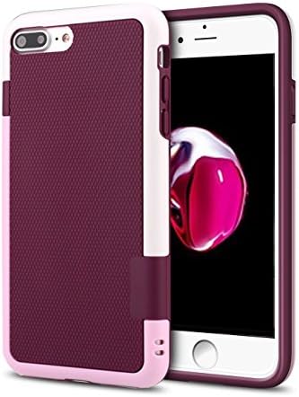 iPhone 7 Plus Case, Amotus Hybrid 3 Color Impact Resistant Slim Cute Women Girls Cover Dual Protection Shell Hard TPU Case for Apple iPhone7 Plus 5.5" (Wine Red)