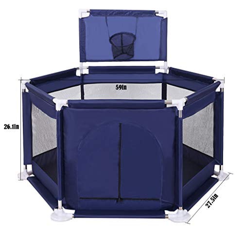 Baby Playard Ball Pit Tent Portable Playpen Fence with Basketball
