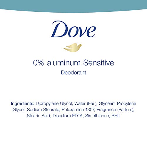 DOVE ALUMINUM-FREE DEODORANT FOR WOMEN SENSITIVE FOR 24 HOUR ALCOHOL FREE ODOR PROTECTION SAFE FOR SENSITIVE SKIN 2.6 OZ