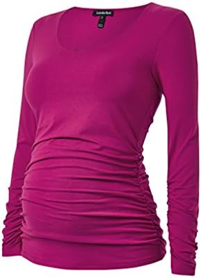 Isabella Oliver Scoop Neck Long Sleeve Maternity Top - Fuchsia 1 (US Size 4)