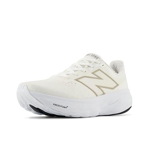 New Balance Women's Fresh Foam X 1080 V14 Running Shoe, White/Light Gold Metallic/Sea Salt, 9.5 W