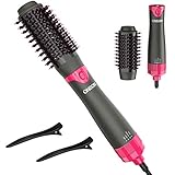 ONSON One-Step Hair Dryer and Volumizer, Detachable Hair Dryer Brush, 3 in 1 Hot Air Brush with Negative Ion Curling Dryer Brush, Straightening Brush, Dryer Style